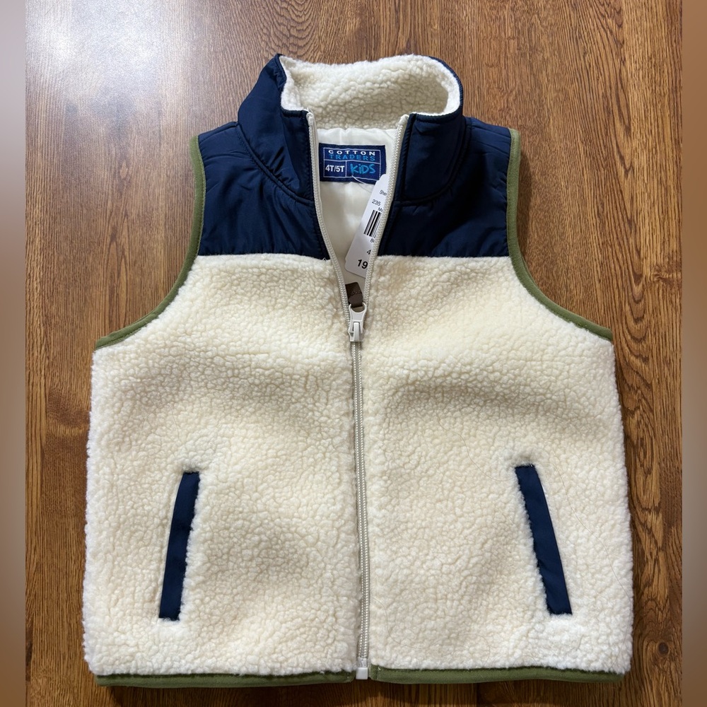 NWT Boys Cotton Traders Sherpa Colorblock Vest Sz 4-5T